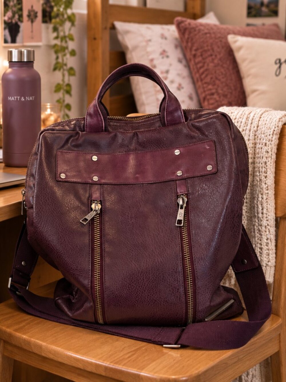 Vintage Matt & Nat Samsara Burgundy Vegan Leather Satchel